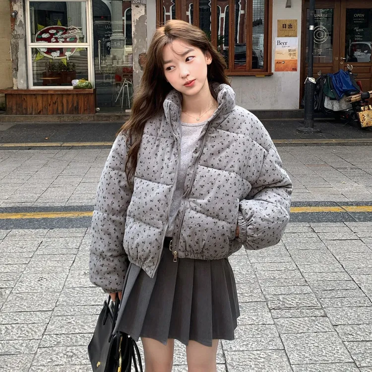 2025新款冬季超好看棉服女学生小个子波点棉袄短款休闲棉衣外套女