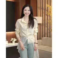 法式气质收腰蕾丝披肩白色衬衫女装2025秋季新款超好看小个子上衣