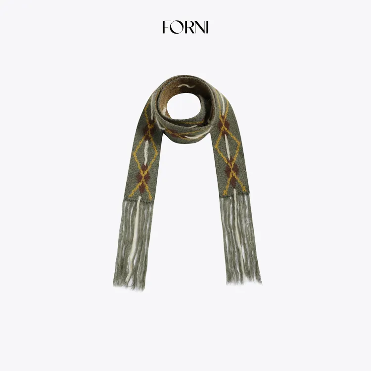 FORNI 午后挪威 北欧风羊毛提花拉毛流苏围巾