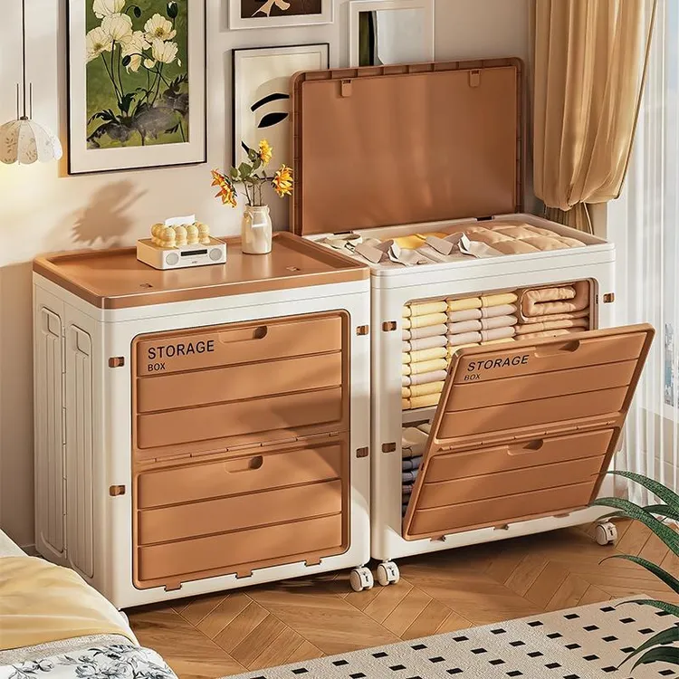 衣服收纳箱大容量超大家用翻盖带轮整理箱折叠衣物被子专用储物柜