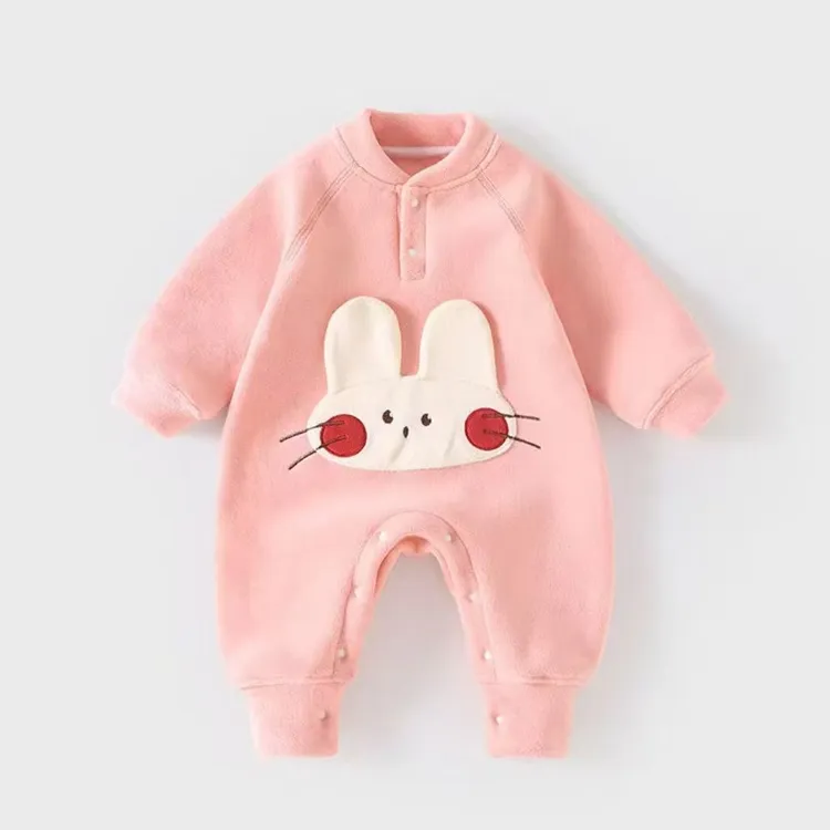 婴儿秋冬保暖连体衣新生幼儿加厚衣服外穿超萌卡通哈衣宝宝爬爬服