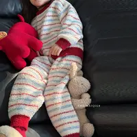 「麦麦秋」【本命年】单边绒女中大童冬季保暖条纹家居服套装GD2500