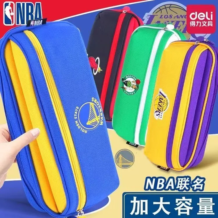 得力NBA66914A正版联名笔袋湖人网红文具袋大容量笔袋同款文具盒