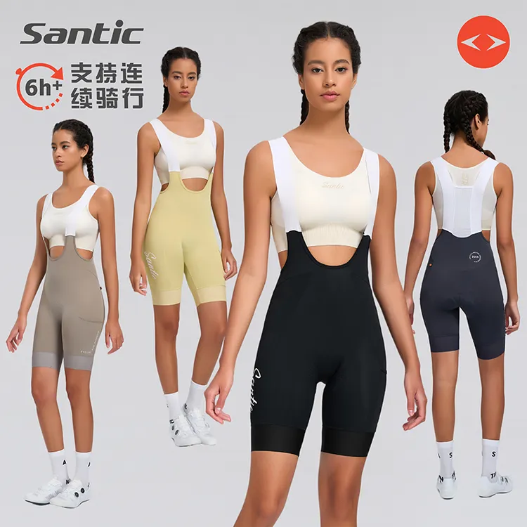 Santic/森地客春夏背带骑行裤双箭头坐垫公路自行车短裤女 杜沙