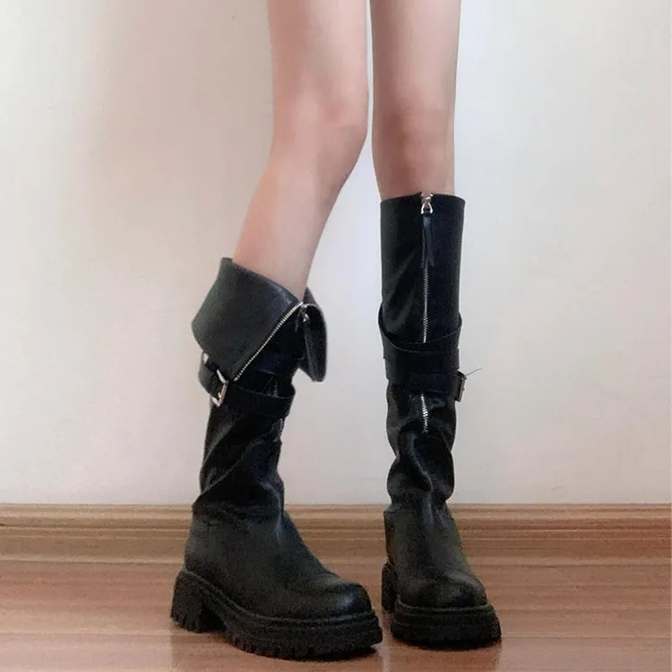 【官网小C&K旗舰店】长筒靴女2025秋冬加绒两穿显瘦中筒靴不过膝