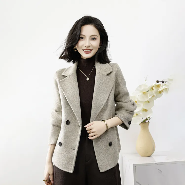 双面羊毛呢大衣女短款25新款秋冬小个子西装领纯羊毛高端百搭外套