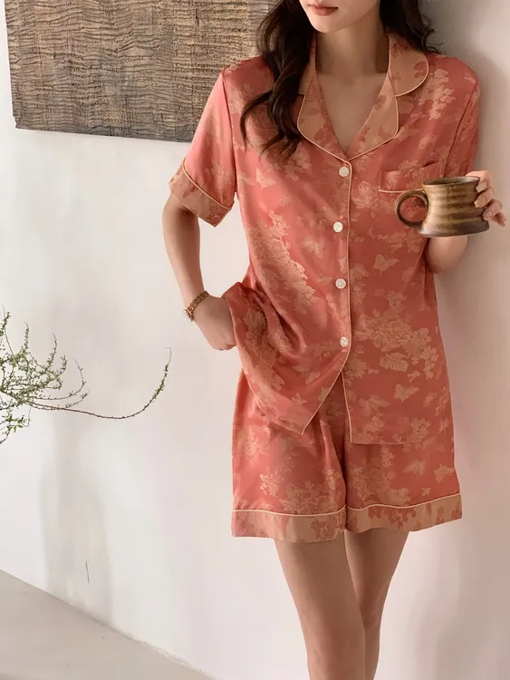 阳离子国风休闲三件套睡衣薄款夏季套装ins家居服时尚宽松新款