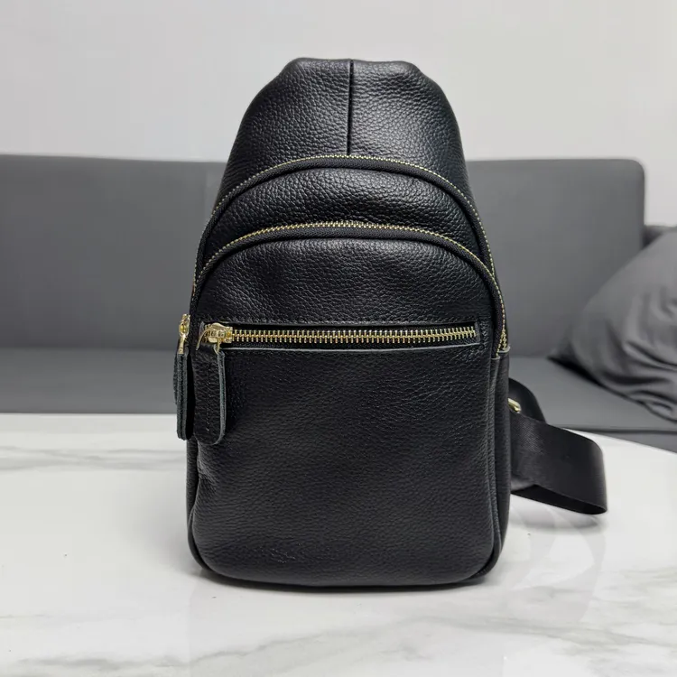 头层牛皮纯牛皮简约休闲时尚高端胸包男款商务胸前包包斜挎单肩包