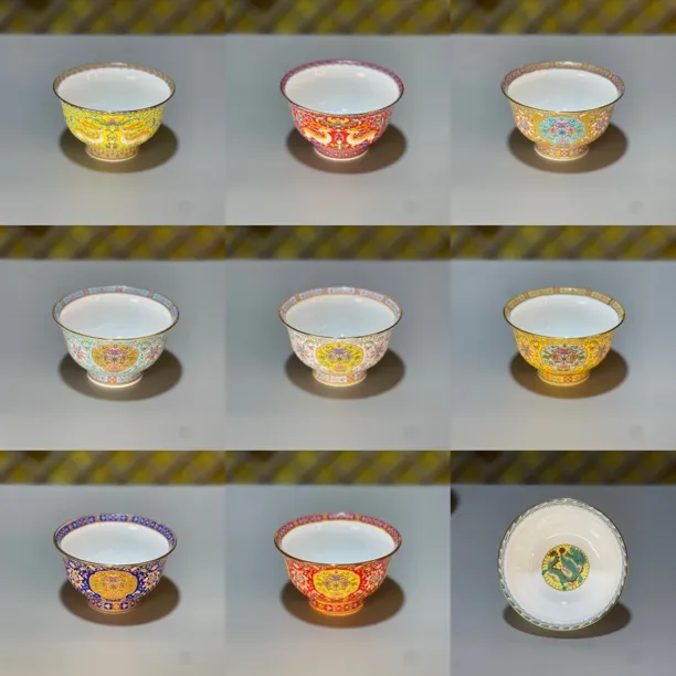 奶茶碗防烫高脚高端瓷碗珐琅彩描金