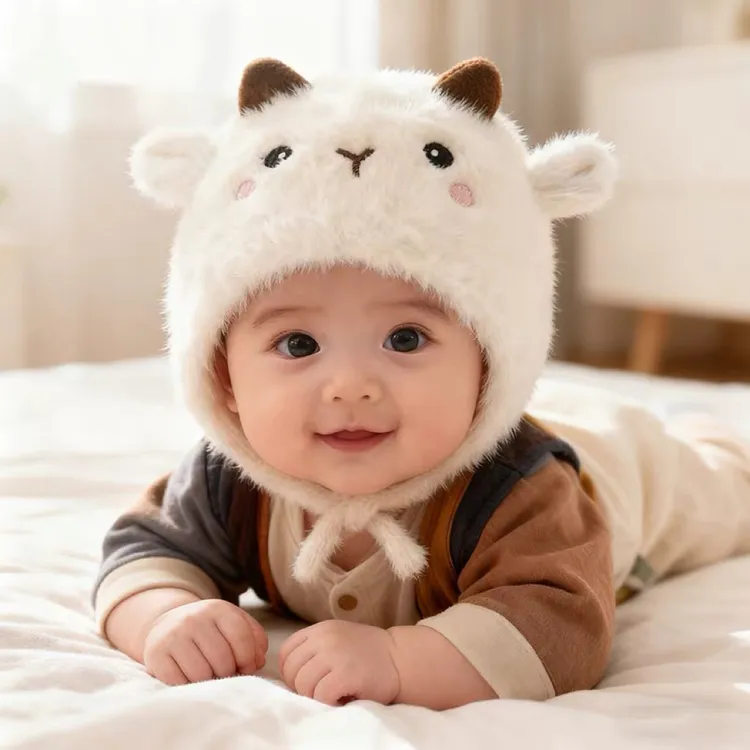 宝宝帽子冬天毛绒帽可爱卡通超萌护耳帽婴幼儿加厚保暖针织帽防风