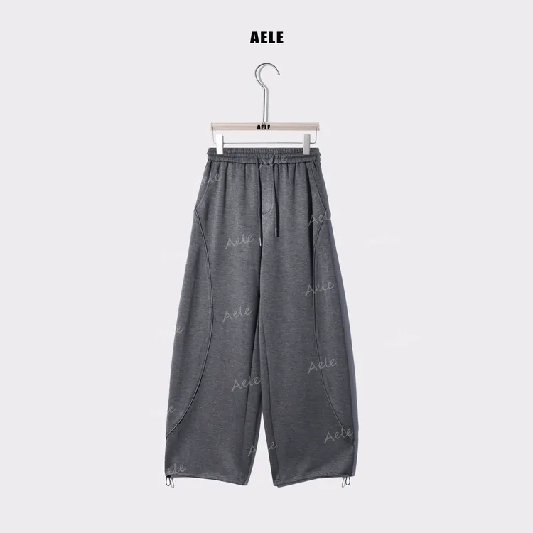AELE【女主角】宽松立体裁剪设计直筒垂感香蕉休闲裤 K853 2728 AD