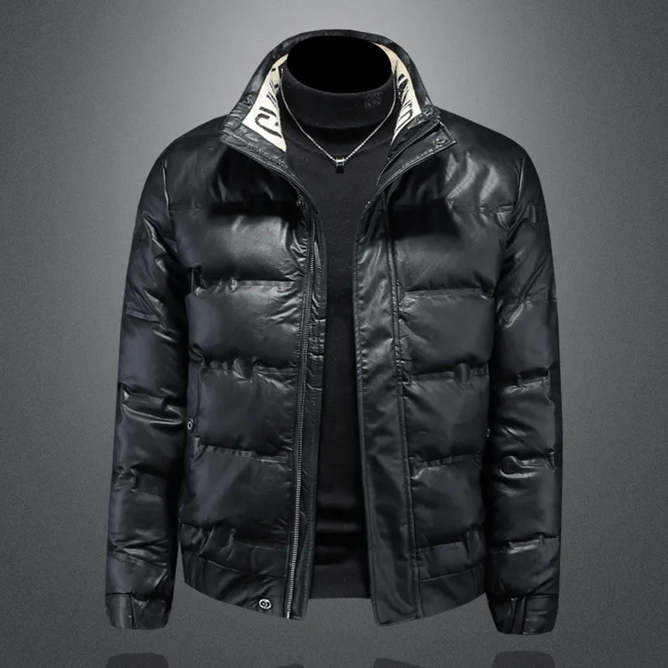 约文库费男士修身纯色羽绒服男装冬季立领潮牌短款休闲白鸭绒外套