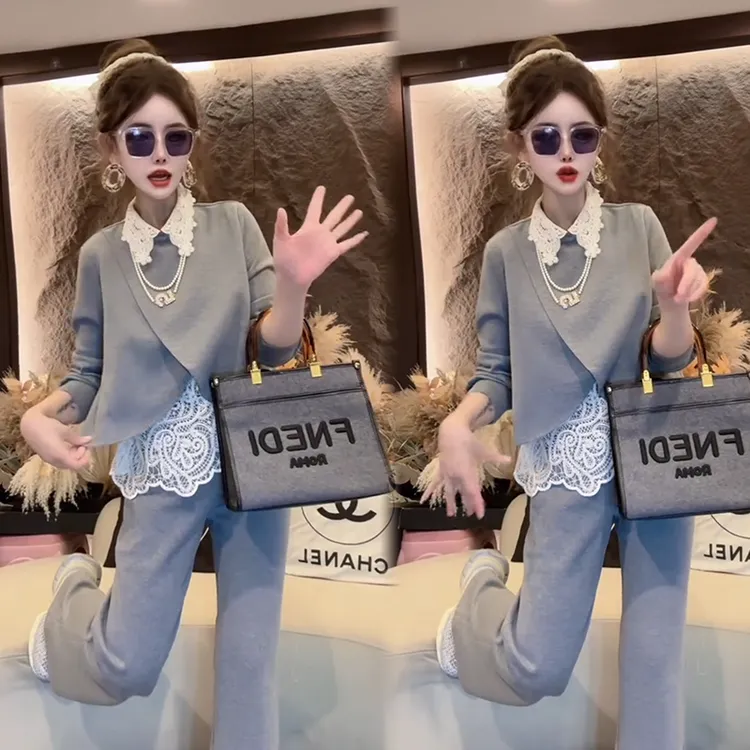 2025秋季新款时尚显瘦气质网红高档套装女高级百搭宽松大码两件套