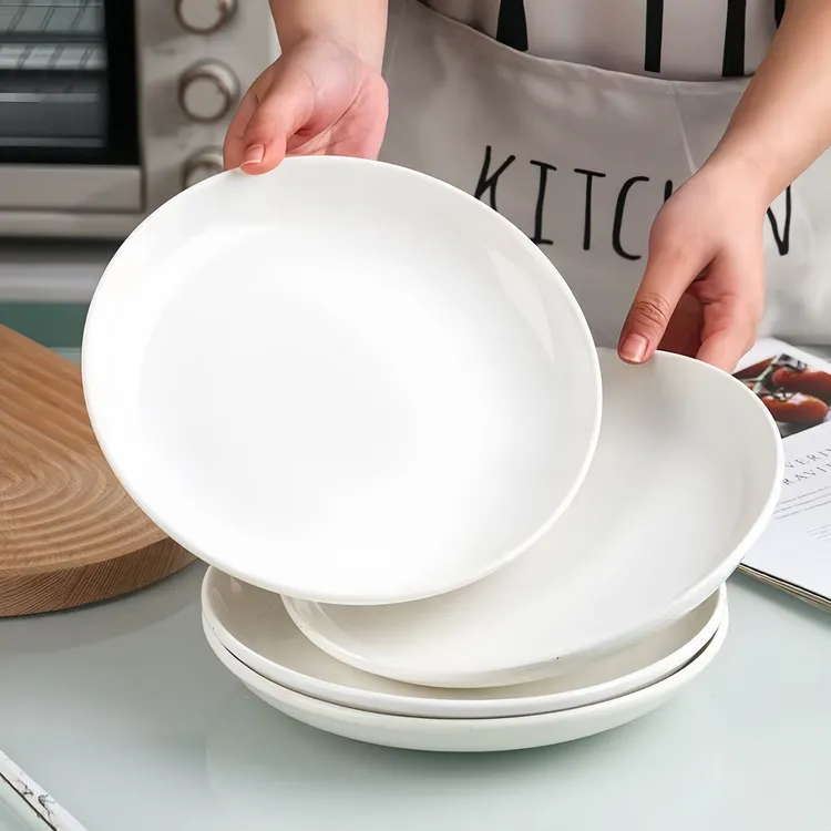 【精品10英寸深盘4个装】大号碟子盘子鱼盘剁椒鱼头盘盘陶瓷圆盘