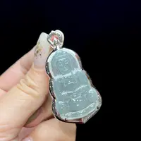 【上旭珠宝马哥推荐】天然翡翠A货蓝水观音吊坠 多样性发一件