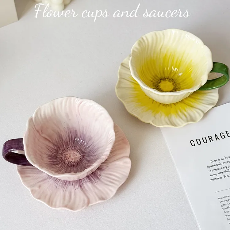 特别好看的咖啡杯子设计感小众女士高颜值拿铁杯绝美咖啡杯碟套装