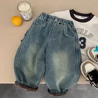 男童加绒裤子儿童软牛仔裤秋冬款洋气一体绒宽松韩版中童男孩潮帅