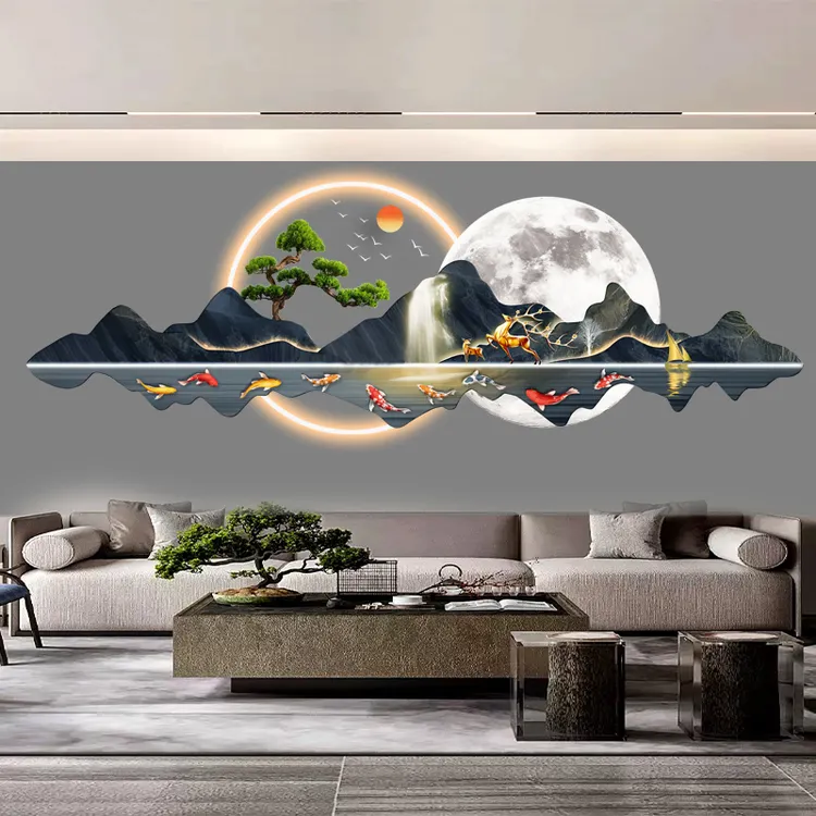 客厅装饰画沙发背景墙挂画高级感山水挂件新中式大气壁画新款挂画