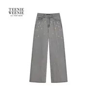 *【赵露思同款】TeenieWeenie小熊25秋绣花直筒牛仔裤TTTJ254VC2D
