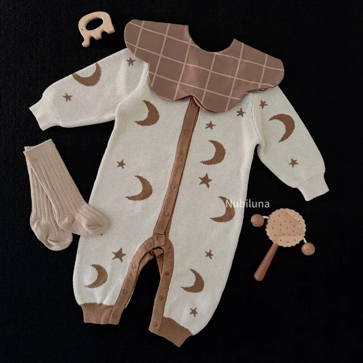 榛果星眠｜Nubiluna秋冬A类100%棉针织连体衣外套圣诞新年婴儿爬服