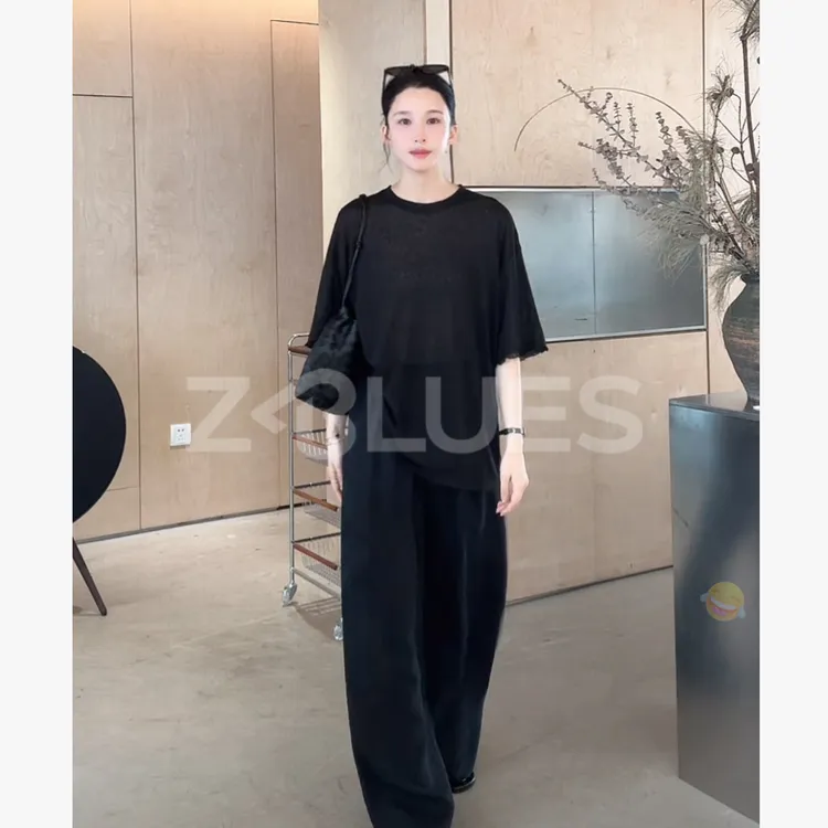 Z.blues【麻本T】时髦花边苎麻混纺圆领短袖T恤YZXSJ8163