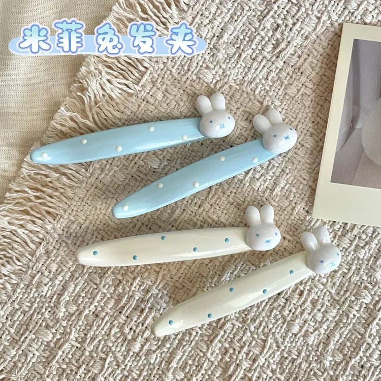 新款可爱米菲兔波点发夹侧边夹少女甜美卡通可爱夹甜妹软萌百搭