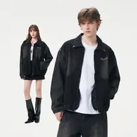 【INXX】复古做旧工艺牛仔外套字母包针绣夹克男女同款XRF3141284