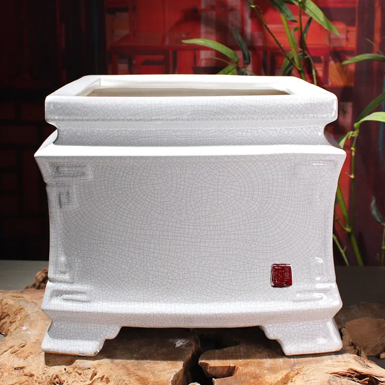 特大号冰裂加厚陶瓷四方盆景老桩三角梅春花罗汉松悬崖盆石湾花盆