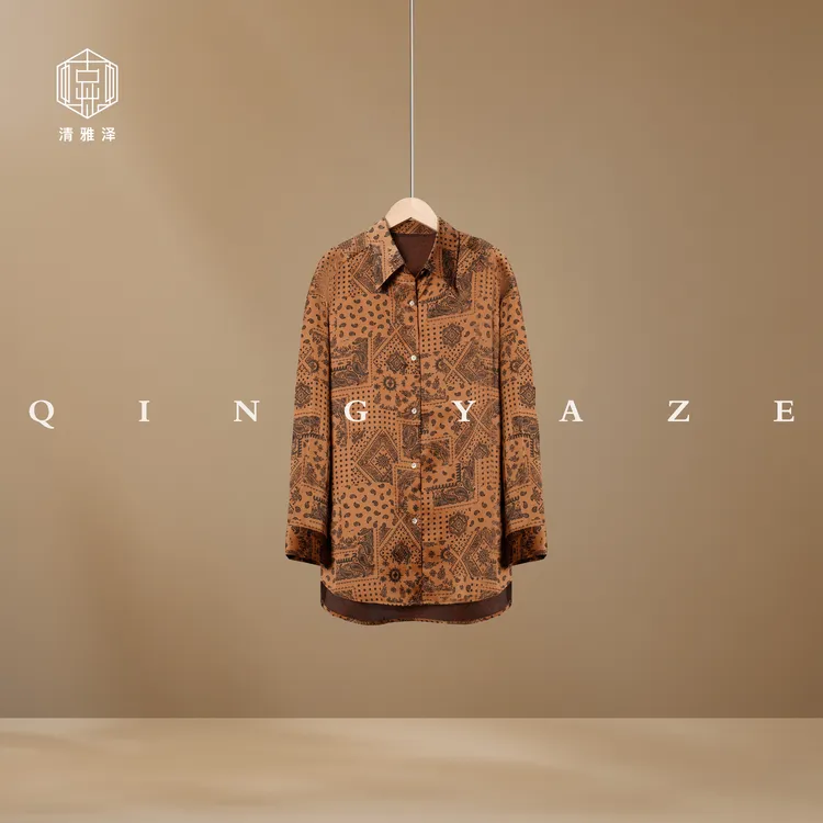 老钱腰果花！真丝香云纱新中式大衬衣！GZ5622