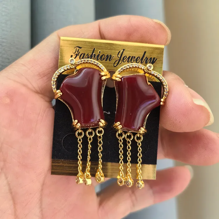 藏式穿搭阿卡红时尚手工耳环新款