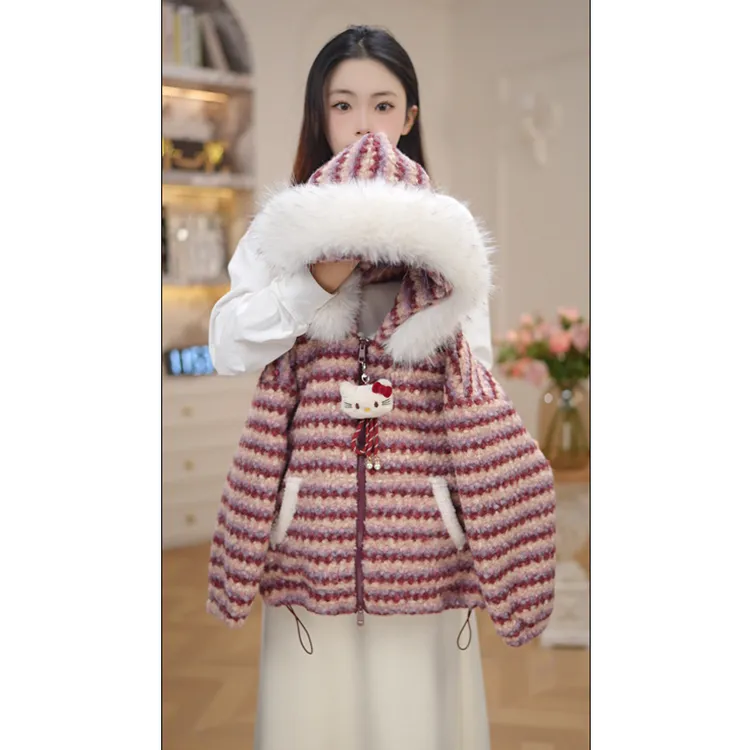 女童羔糕绒卫衣冬季连帽2025新款女孩加绒加厚保暖毛毛衣外套8000