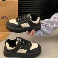 WG2496-8厚底板鞋女2025冬季爆款加绒保暖防滑面包鞋子