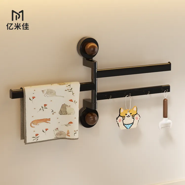 家用吸盘厨房抹布架置物架壁挂式多杆旋转收纳架窗台可沥水毛巾架