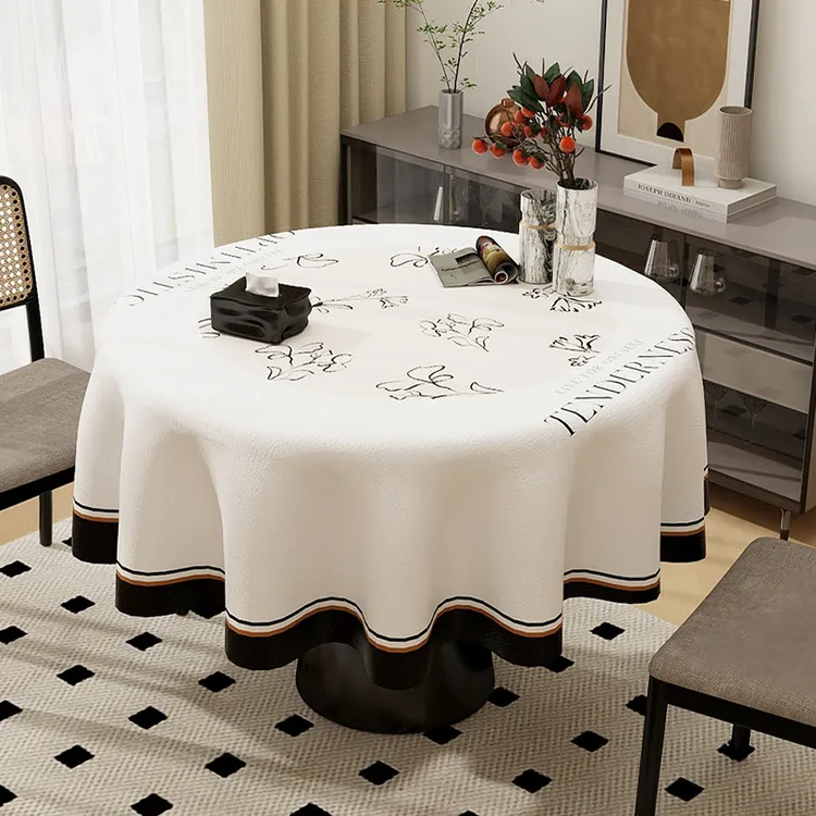 法式复古小圆桌桌布轻奢高级感茶几圆形餐桌垫子防水防油免洗台布