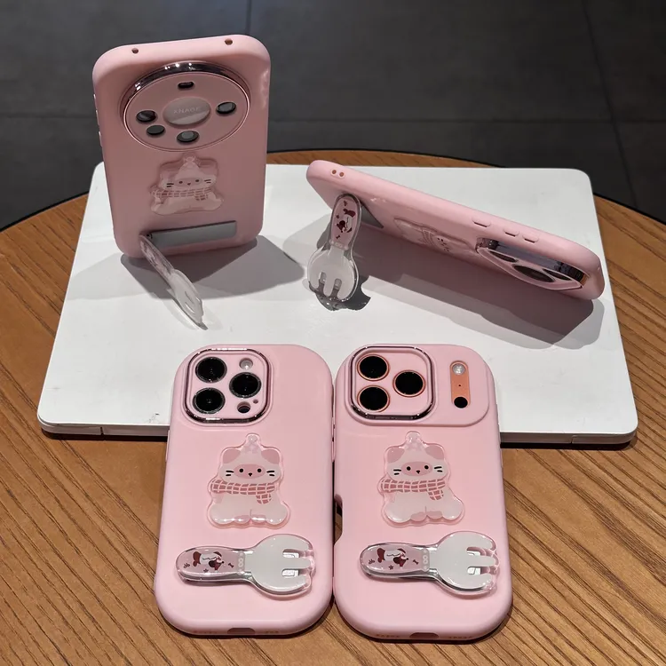 欧克里里小猪勺子支架适用苹果17/16小胖妹手机壳华为vivo小米15