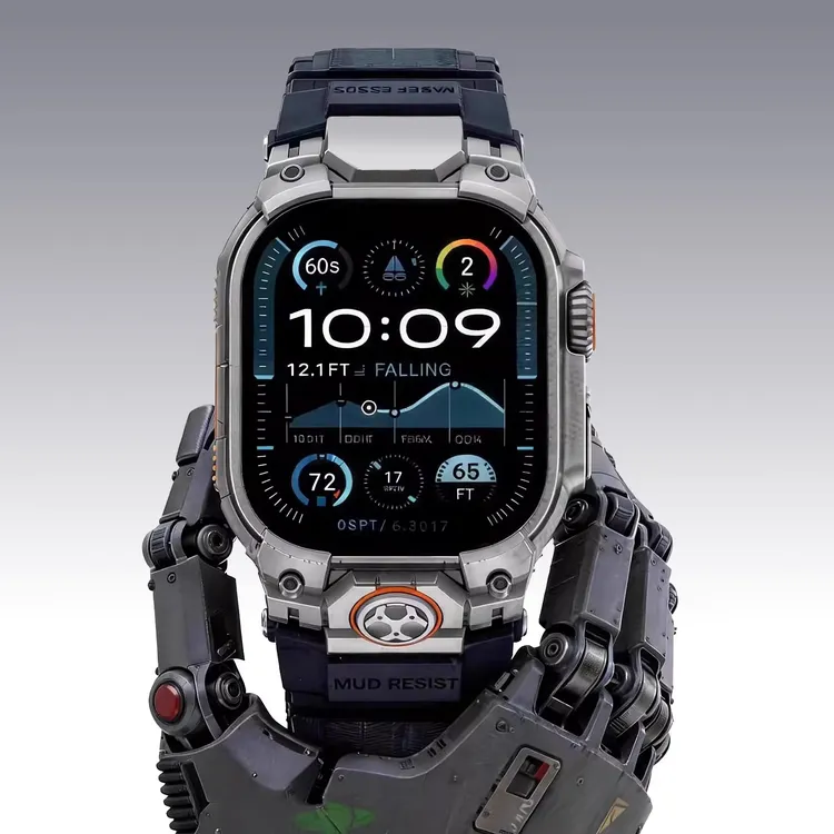 星图机甲不锈钢接口创新设计卡到屏幕边框苹果硅胶手表带ultra49