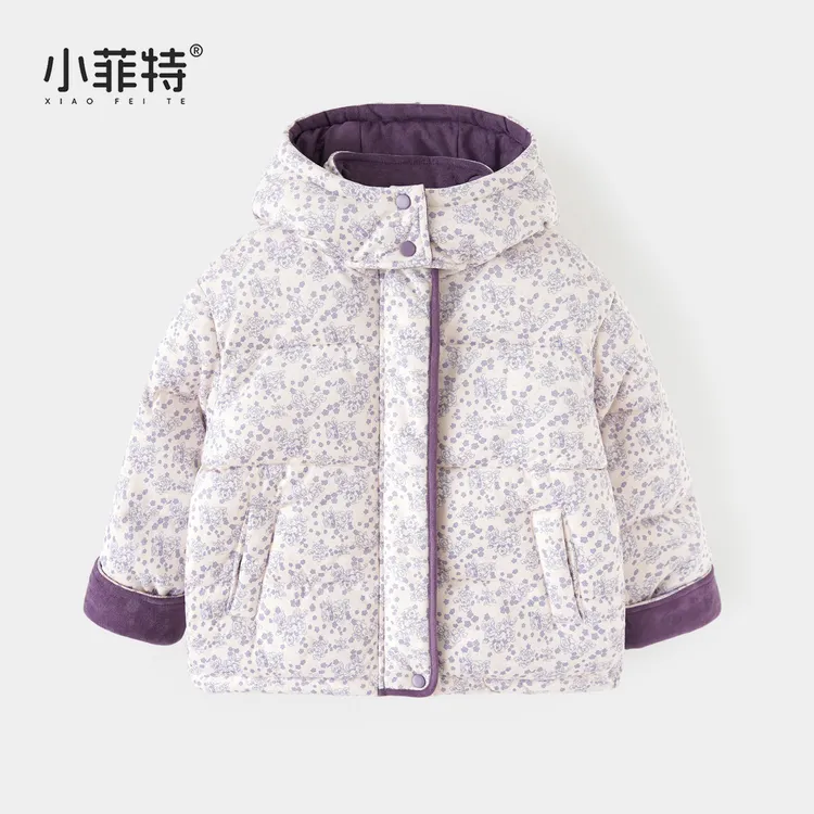 小菲特女童冬加厚连帽外套中大童保暖上衣儿童休闲棉衣YNYD57952