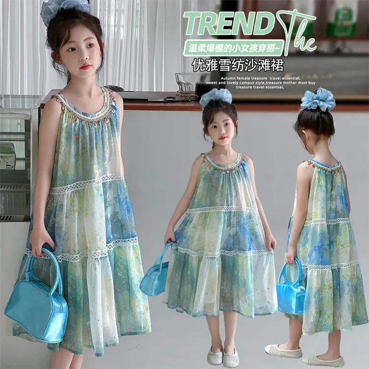 女童连衣裙夏2025新款女大童夏季公主吊带裙儿童夏装波西米亚裙子