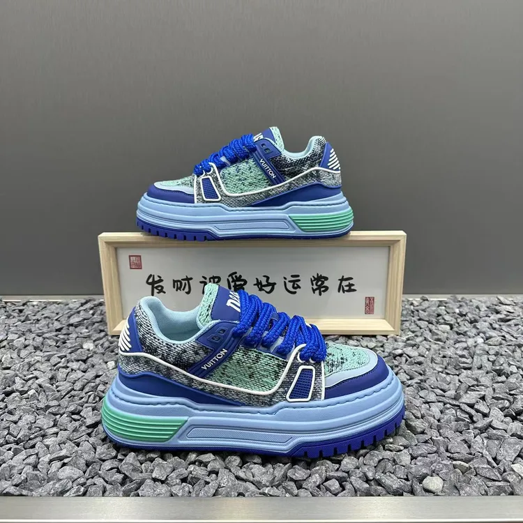 男士新款厚底板鞋时尚百搭增高拼色低帮透气韩版潮流运动休闲鞋