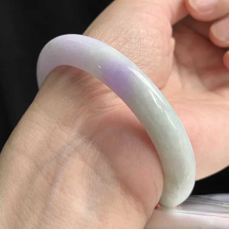 54圈春彩飘绿翡翠手镯4168微扣抛光不平54.8-9.1-7.6缅甸翡翠手镯