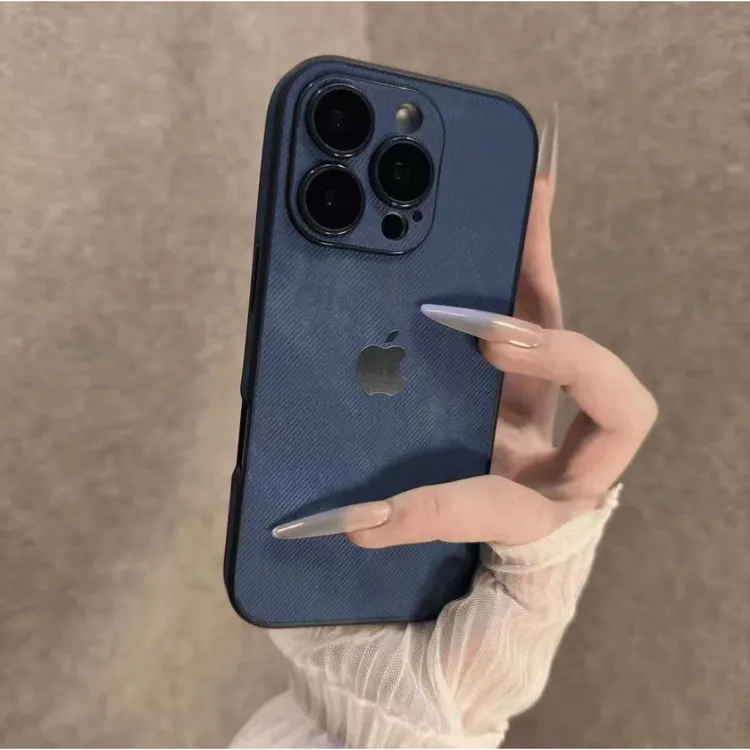 高级感牛仔布适用苹果16promax手机壳15promax带镜头膜14全包13新