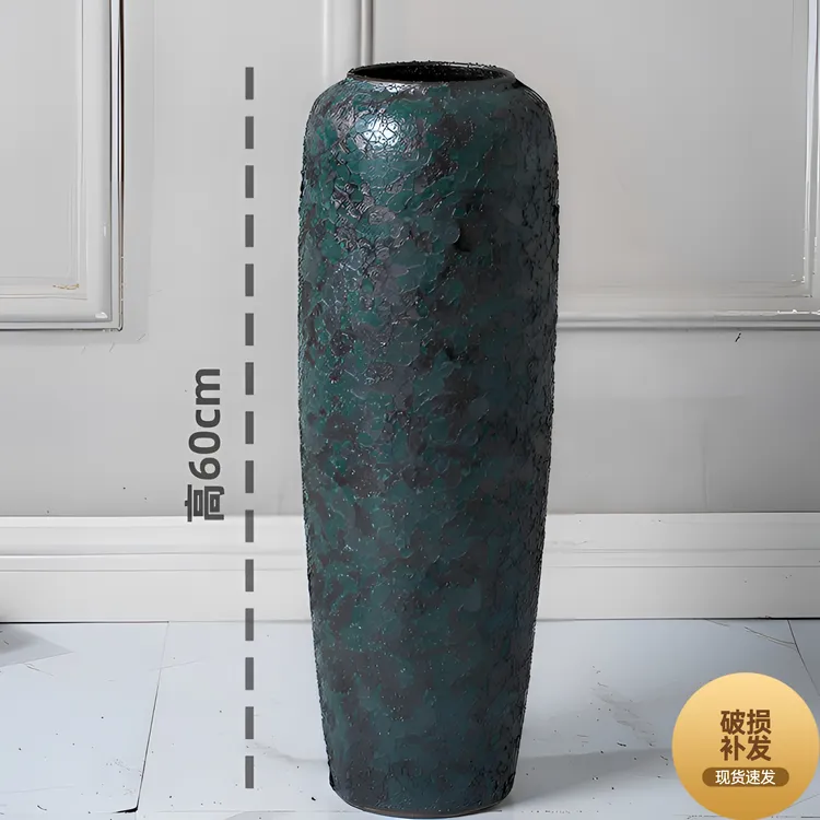 以舟大气复古陶瓷落地花瓶摆件客厅插花大号富贵竹水养花瓶景德镇