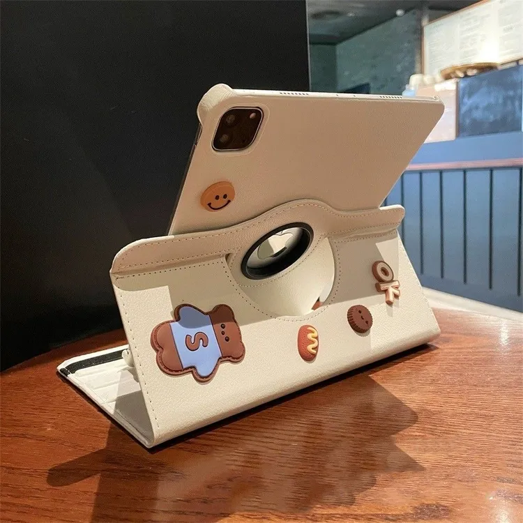 秋冬卡通小熊适用360度旋转iPadair7/6/5保护套10.2寸9.7苹果11代