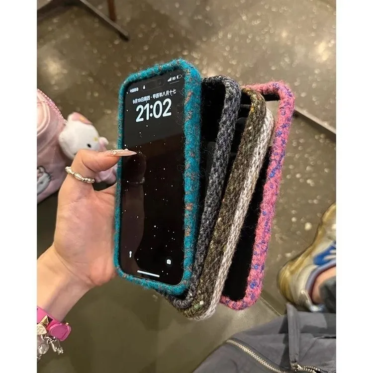 秋冬小香风绒布苹果16promax手机壳15新款14高级感13/12/11