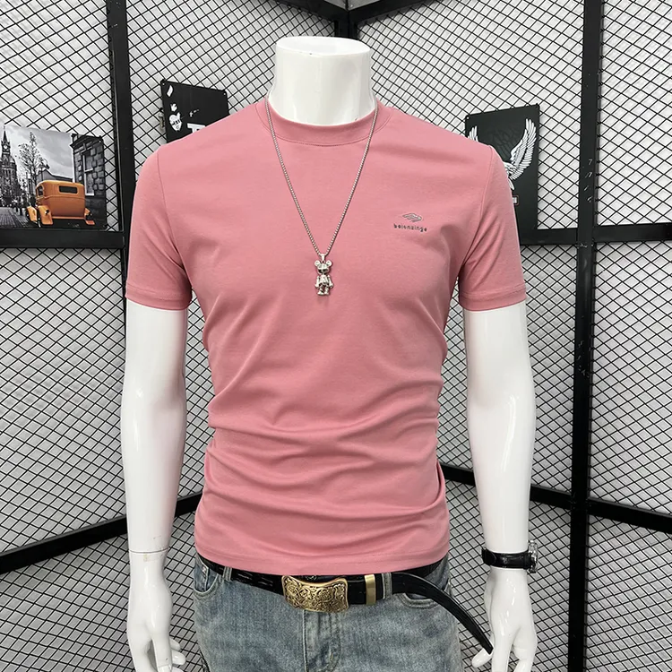 打底衫纯色时尚上衣修身圆领男士T恤潮流半袖百搭夏季休闲短袖t恤