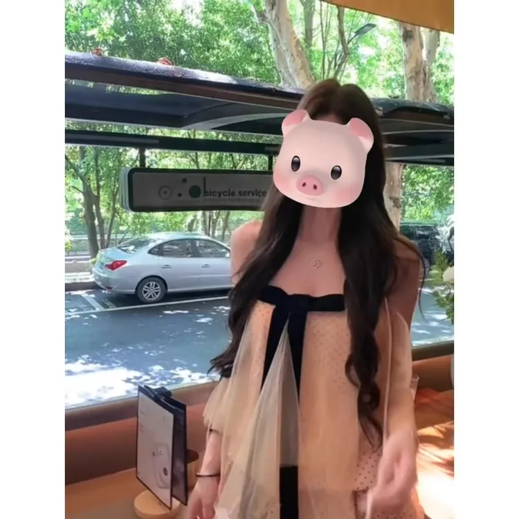 法式性感纯欲风波点纱网吊带连衣裙女夏季新款收腰显瘦蓬蓬短裙子