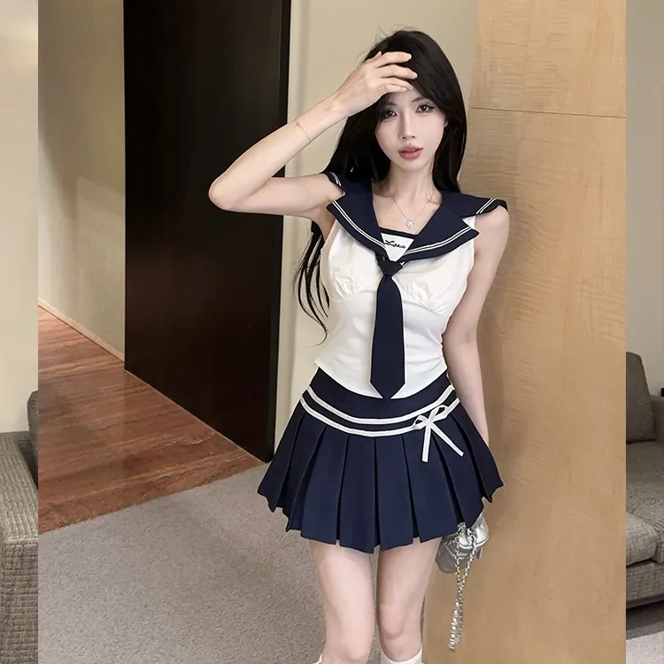 少女甜妹风甜美巨好看2025小个子显高穿搭一整套ootd夏日套装短裙