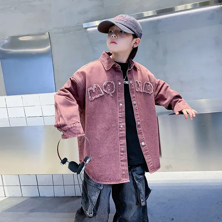 男大童秋装潮牌渐变牛仔外套新款儿童男孩秋季K243WT4695