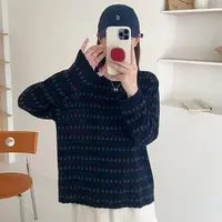 大码时尚复古提花设计感圆领针织衫胖mm秋季高级显瘦减龄开衫5880