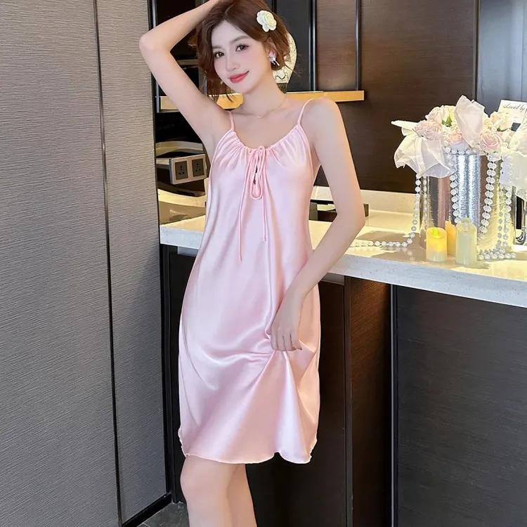 2025新款睡裙女夏季冰丝凉感性感纯欲风吊带家居服睡衣